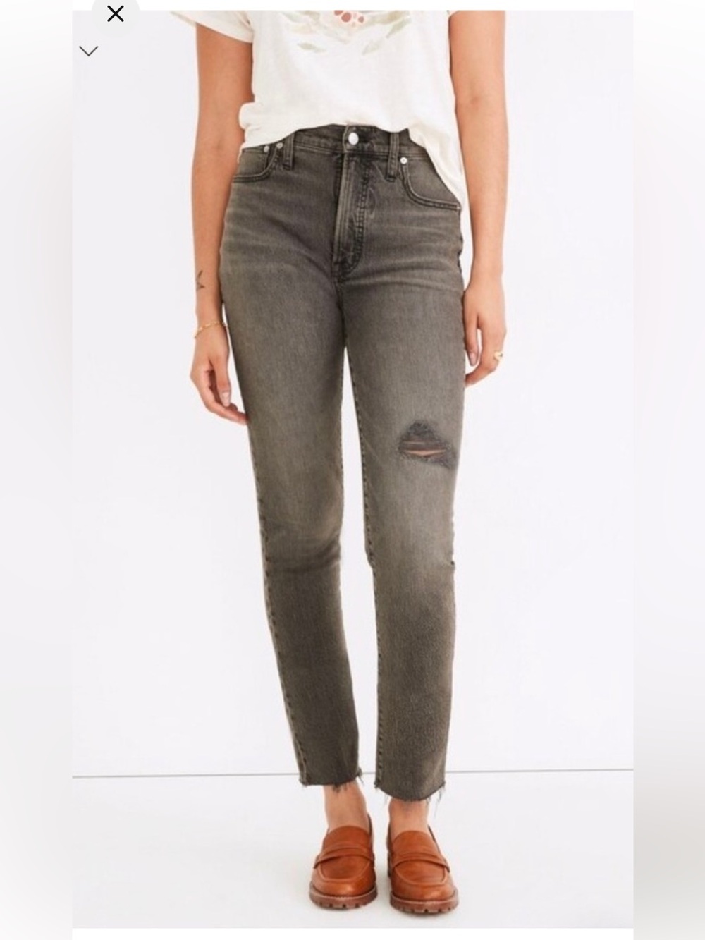 Madewell The Perfect Vintage Jean Cosner Wash Knee Rip Raw Hem NA922 Size 26